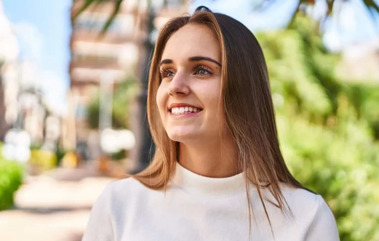 Happy female with healthy smile